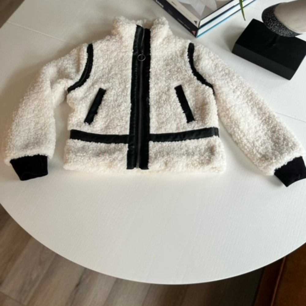 Design History Girls Faux Shearling Bomber Jacket Size Medium.